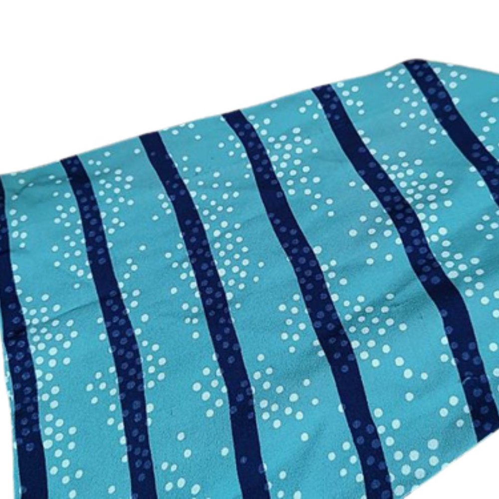 1930s True Vintage Aqua Green And Blue Striped Rayon Deco Ascot Long Scarf - Picture 8 of 9